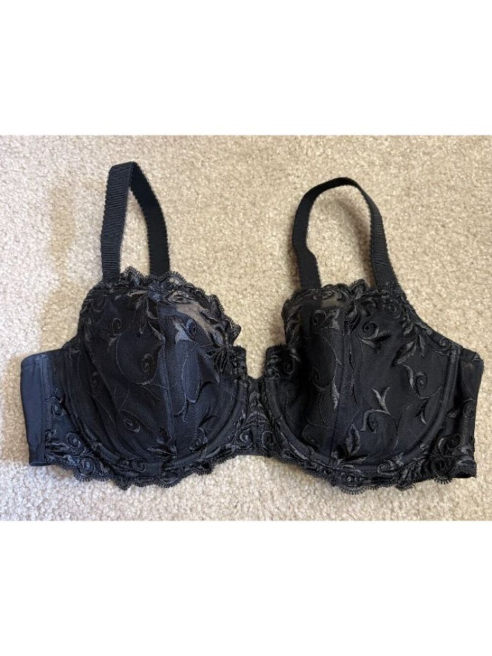 Soma Size 38D Black Sensuous Lace Balconette Unlined Underwire Bra Beautiful